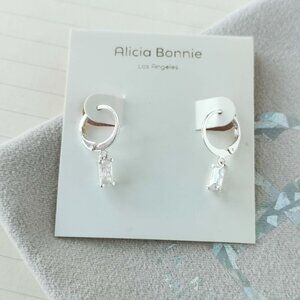 Alicia Bonnie jewelry - Twinkling Treasure Silver White Crystal huggie drop earr